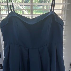 Button back, sweetheart, blue party dress